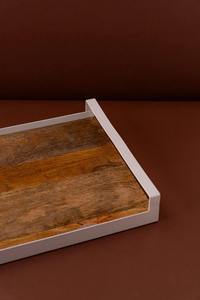 Bandeja Rectangular de Madera Natural de Lujo al por Mayor, Plato para Hotel con Elegante Marco de Metal Plateado y Diseño Sofisticado - Product Image 6