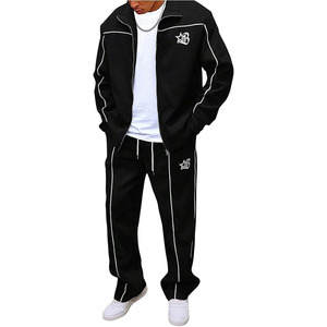2 Piece <b>Set</b> for Men Y2k Streetwear Long Sleeve Zip Up Jacket and Baggy Pants Clothes - Product Image 1