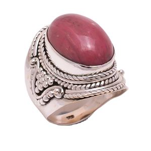 Anillos de plata esterlina 925 de Rodonita natural al por mayor joyería de piedras preciosas de plata fina hecha a mano india clásica para bodas - Product Image 1