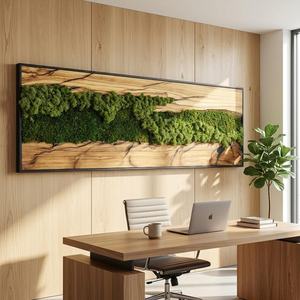 Panel de madera artesanal horizontal hecho a mano con musgo orgánico, diseño de cañón, decoración con temática forestal, acento interior orgánico - Product Image 2