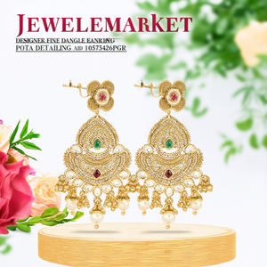 Pendientes Colgantes de Diseño Jewelemarket con Detalles de Piedra Pota y Perla 10575426PGR - Product Image 3