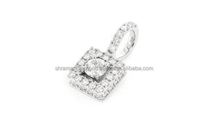 Elegante Collar con Colgante de Diamante Cultivado en Laboratorio, Diseño de Doble Halo Cuadrado Pequeño, Oro Blanco Sólido de 10K, para Mujer, Moderno y a la Moda - Product Image 6