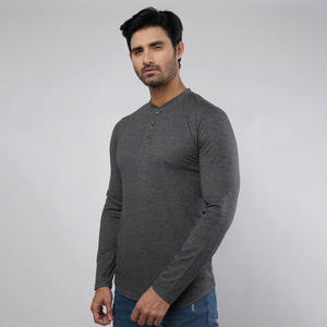 Camiseta Henley Personalizada de Manga Larga, 220g, Algodón Grueso, Corte Ajustado, Estilo Urbano para Hombre, Secado Rápido - Product Image 1