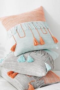Style De Maison Boho Tassel Throw Pillow Set Multicolor Knit Decorative Cushions Home Accent 100% Cotton Pillow <b>Cover</b> Soft - Product Image 2