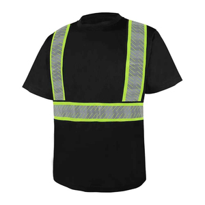 T-shirt de sécurité haute visibilité ANSI Classe 1 à LED clignotantes, noir et jaune, bandes réfléchissantes, manches courtes, vêtement de travail 2026 Harry - Product Image 1