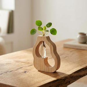 Florero de Madera Hecho a Mano, Diseño Clásico, Florero de Bambú, Porta Flores Decorativo para el Hogar y Escritorio - Product Image 1
