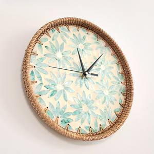 <b>Wall</b> hanging <b>clocks</b> for home <b>decor</b> luxury handcrafted rattan <b>clock</b> with mother of pearl inlaid - Product Image 6