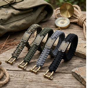 Bracelet tactique en paracorde de nylon, équipement de survie, kit d'urgence, porte-clés à manille métallique, équipement de camping, randonnée, escalade en plein air - Product Image 3