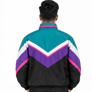 Chaqueta Cortavientos Retro para Hombre con Bloques de Color, Chaqueta Deportiva con Cuello Alto y Cremallera Completa, Ligera, para Correr y Entrenar al Aire Libre - Product Image 2