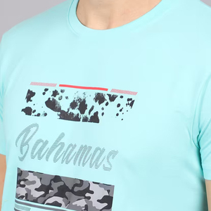 T-shirt bleu ciel uni pour homme, 100% coton, impression OEM, coupe classique, vente en gros, impression personnalisée, manches courtes, vente en gros - Product Image 6