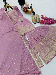 Salwar Kameez pakistanais et indien, tenue de soirée de mariage, costume Bollywood, Sharara Shreeji Fashion, en soie à séchage rapide - Product Image 4
