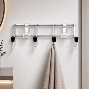 Wall Mounted Metal 4 Hook Coat <b>Rack</b> Over Door Hook Organizer for Entryway Bathroom Bedroom Clothes Towel Bag Hat Storage Holder - Product Image 2