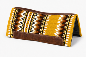 Selle de cheval classique Western Manaal Enterprises, motif géométrique, garniture en cuir marron, doublure en laine, équitation - Product Image 4
