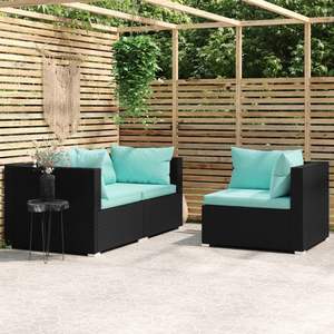 Conjunto de Muebles de Jardín Negros con Cojines Color Agua - Product Image 1