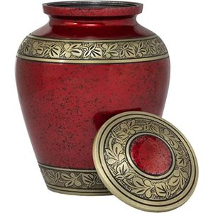 Premium Brass Metal Funeral Urn - <b>Large</b> Emerald Green Cremation Urns for Adults - Hand Engraved Decorative Memorial Vase Urn - Product Image 2