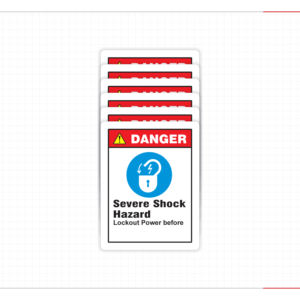 Panneau de signalisation industriel de sécurité électrique : Danger, risque de choc sévère, verrouillage, avertissement de sécurité, conformité OSHA, chantier, étanche - Product Image 2
