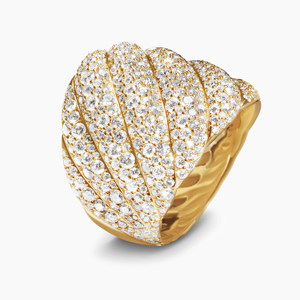 Luxury Yellow <b>Gold</b> <b>Cocktail</b> <b>Ring</b> With Round Brilliant Cut Diamond Unisex Everyday Wear - Product Image 1