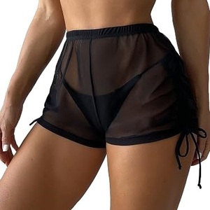 Shorts de yoga et d'exercice pour l'été, coupe ajustée, compression, maille transparente, spandex respirant, shorts en maille pour femmes - Product Image 1