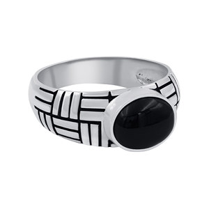 Bague Chevalière Vintage en Argent Sterling 925 avec Onyx Noir Naturel Sertie en Cabochon – Bijoux en Gros - Product Image 3