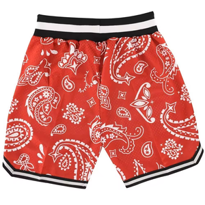 <b>Red</b> Paisley <b>Men</b> Mesh <b>Shorts</b> Basketball Polyester Double Drawstring Quick Dry Zipper Pockets Relaxed Athletic Mesh <b>Shorts</b> - Product Image 2