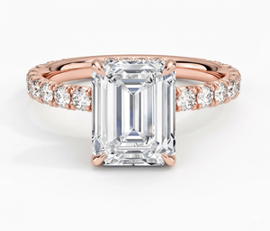 <b>Emerald</b> Cut Diamond Engagement <b>Ring</b> with Halo Setting for Women Lab Grown Diamonds - Product Image 1