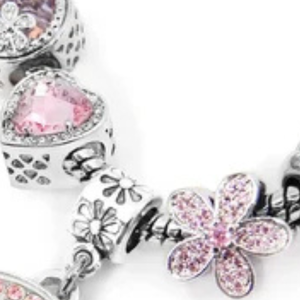   Bracelet à breloques rond rose pour femmes, pendentif rond de couleur rose élégant, bijoux à la mode, accessoire de poignet élégant, Premium - Product Image 5