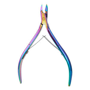 High Quality Rainbow Stainless Steel Curved Sharp Blade Logo Laser Cuticle Nippers for Finger <b>Nail</b> Salon ANAAIF - Product Image 2