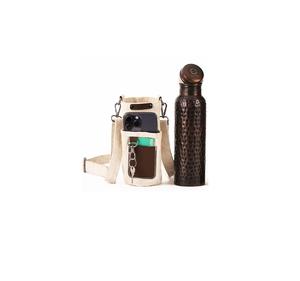 ขวดน้ำทองแดงตีลาย 34 ออนซ์ / 1 ลิตร เคลือบกันรั่ว ไร้รอยต่อ ทำด้วยมือ เป็นมิตรกับสิ่งแวดล้อม เหมาะสำหรับโยคะ - Product Image 4