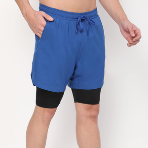 FixFox Sports Bulk Mens Running Shorts Double <b>Layer</b> Design Gym Training Sweat-Wicking Waterproof Woven Solid <b>Mid</b> Waist ODM - Product Image 3