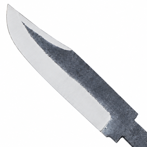 Hoja de cuchillo tipo punta de lanza negra y plateada con borde pulido, acabado forjado en bruto y tallo largo para proyectos de mangos personalizados - Product Image 4