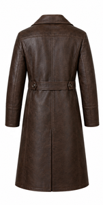 Manteau Ulster en cuir véritable pour homme |   Brun Charbon Gris |   Fabricant OEM ODM |   Conception de qualité supérieure |   Vêtements en cuir | - Product Image 2