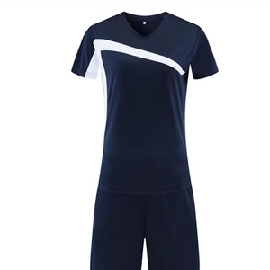 Ensemble de maillots de football unisexe bleu marine, col en V, manches courtes, évacuation de l'humidité, respirant, séchage rapide pour l'équipe LAMA INDUSTRIES 100% - Product Image 3