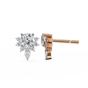 Lotus Tiara <b>Diamond</b> Stud <b>Earrings</b> – 0.68ctw Marquise Round CVD Lab <b>Diamond</b> 10K 14K 18K Solid White Gold Halo Posts - Product Image 6