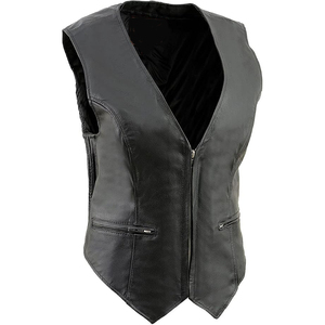 Chaleco Deportivo Samroz para Mujer, de Cuero Genuino Negro, con Cierre de Cremallera, Cuello en V, Transpirable y de Secado Rápido, Ropa de Invierno - Product Image 4