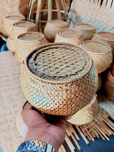 Panier à riz collant en bambou tissé à la main avec couvercle, artisanat thaïlandais traditionnel, stockage alimentaire, fournisseur éco-responsable - Product Image 2