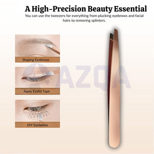 Pinzas de Precisión de Acero Inoxidable con Punta Inclinada en Oro Rosa y Titanio para Dar Forma a las Cejas y Eliminar el Vello Facial (Venta al Por Mayor) - Product Image 3