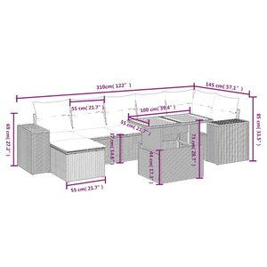 Set di divani da giardino in polyrattan nero da 8 pezzi con cuscini, eleganti mobili da esterno - Product Image 3