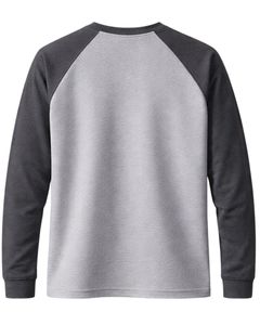 Men Grey Raglan Jersey Sweatshirt Long Sleeve Crew Neck Casual Cotton <b>Polyester</b> Knit Pullover Lightweight Plain Wear Supplier - Product Image 2