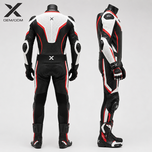 Combinaison de moto en cuir pour homme, manches longues, ventilée et perforée, color-block, respirante, toutes saisons, OEM/ODM - Product Image 2
