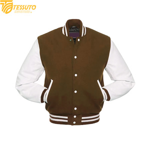 Wholesale High Quality <b>Purple</b> and White <b>Varsity</b> <b>Jacket</b> Custom Embroidery Team Letterman <b>Jacket</b> Slim Fit Baseball Coat - Product Image 5