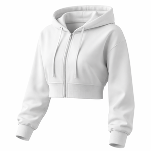 Wholesale Custom Ladies <b>Cropped</b> <b>Zip</b> <b>Up</b> Hoodie - OEM Manufacturer & Supplier - Product Image 3