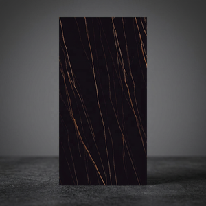 Dynamic Gold 160x320cm Carrelage de sol en pierre frittée en porcelaine noire 12mm Aspect marbre Utilisation en extérieur - Product Image 2