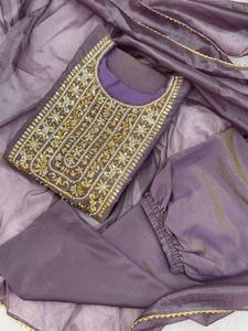 Purple Embroidered <b>Shawl</b> Mesh Dupatta Net Scarf for Eid <b>Wedding</b> Party Salwar Kameez - Product Image 6