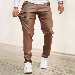 <b>Men's</b> PU <b>Leather</b> Straight Fit Casual <b>Trousers</b> Stylish Streetwear Bottoms Durable Fabric Comfortable Fit Modern Fashion - Product Image 5