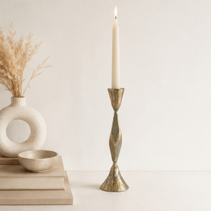 Luxury Hand-Forged Iron Taper Candle Stand with Hammered Texture Antique Brass Finish Metal <b>Candlestick</b> <b>Holder</b> for Living Room - Product Image 2