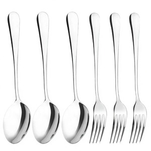 Ensemble de couverts en acier inoxydable poli miroir, couteau, fourchette, cuillère, compatible lave-vaisselle, couverts modernes en acier inoxydable - Product Image 3