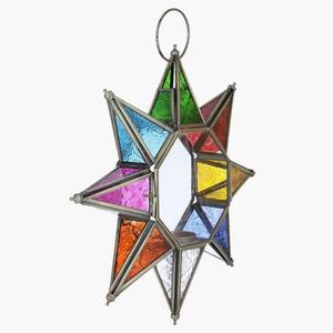 Top Selling Star Shape Brass Star Lantern With Colorful Glass Panels For Home <b>Decoration</b> Christmas - Product Image 1