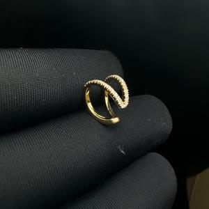 Manchette d'oreille en forme de conque ornée de diamants, en or massif 14 carats, style enveloppant sans perçage - Product Image 4