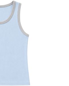 Manufacturer Custom Ice Blue Ribbed Cotton Men Tank <b>Top</b> Sleeveless Casual Slim Fit Summer Gym <b>Vest</b> Contrast <b>Trim</b> Custom Wear <b>Top</b> - Product Image 5