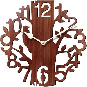 Modern Wooden <b>Tree</b> Art Deco Round Silent Quartz Needle Display Wall Clock with Single <b>Face</b> Design for Living Room Home Decor - Product Image 3